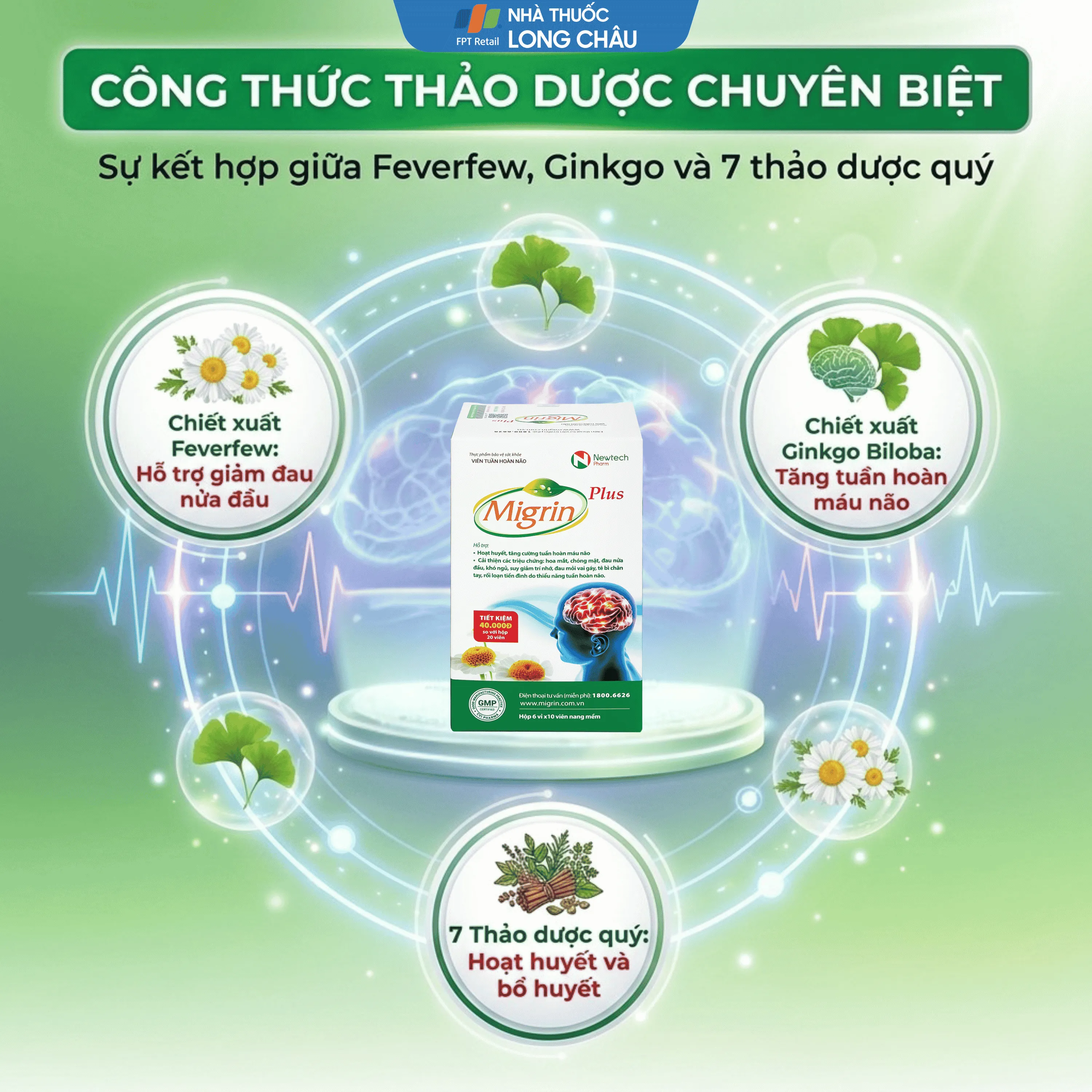 VIÊN UỐNG HỖ TRỢ HOẠT HUYẾT MIGRIN PLUS CVI 2X10 3