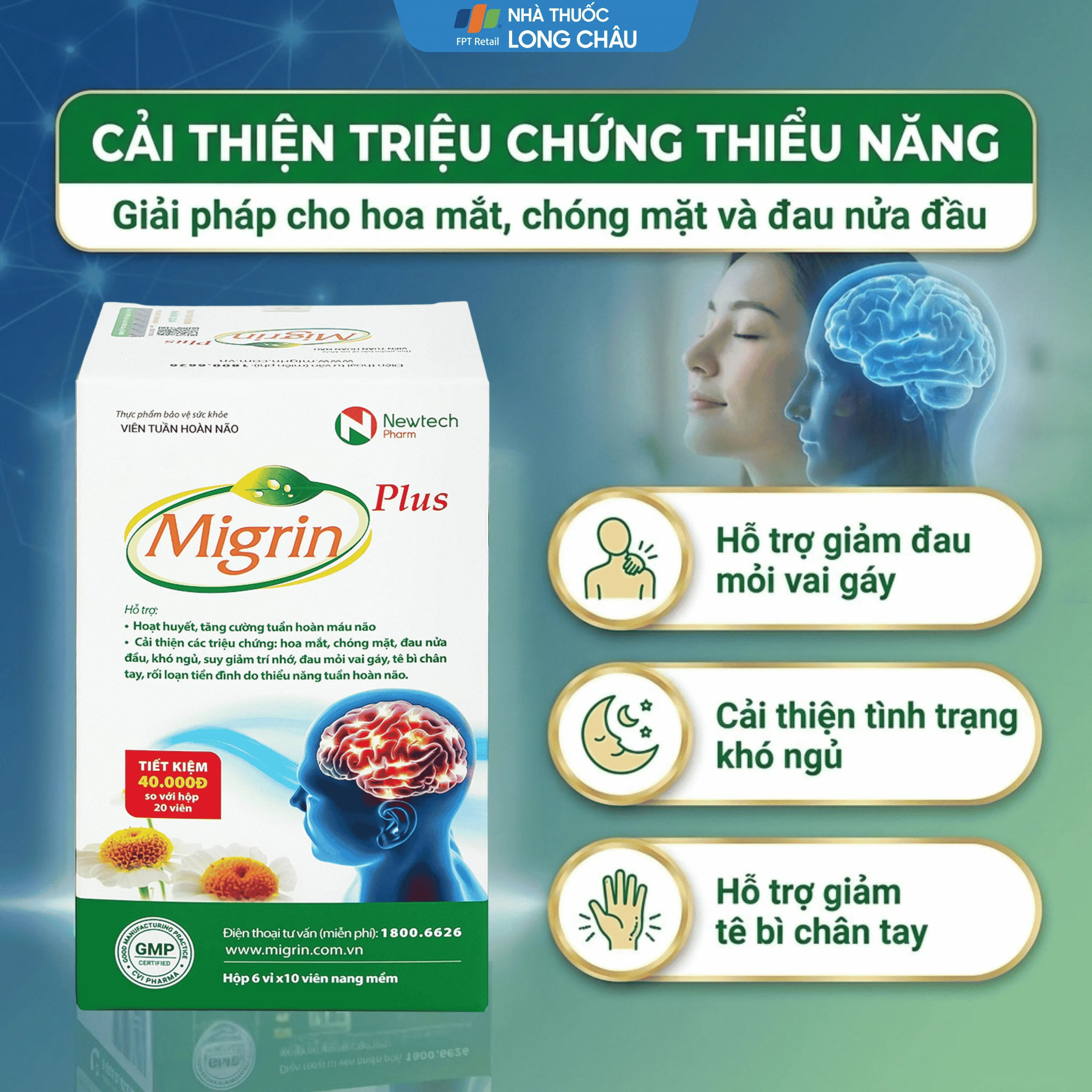 VIÊN UỐNG HỖ TRỢ HOẠT HUYẾT MIGRIN PLUS CVI 2X10 4