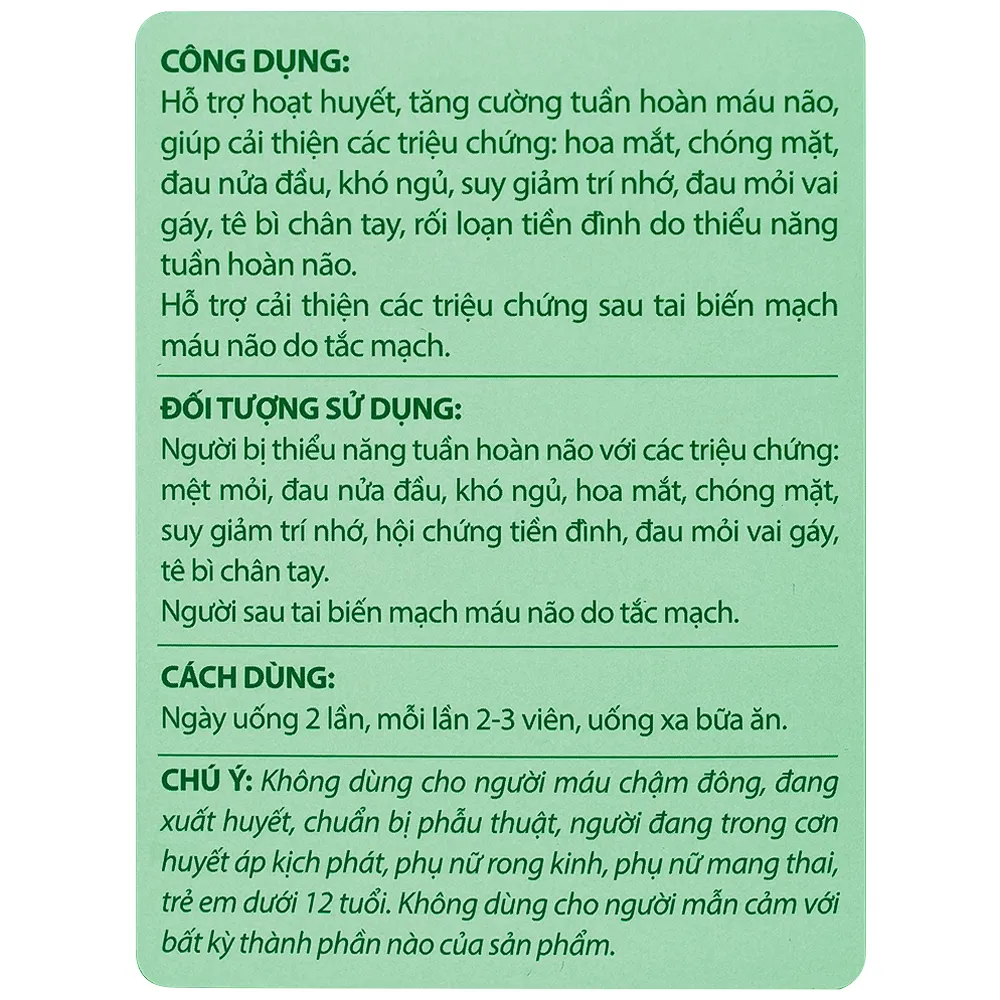 VIÊN UỐNG HỖ TRỢ HOẠT HUYẾT MIGRIN PLUS CVI 2X10 8