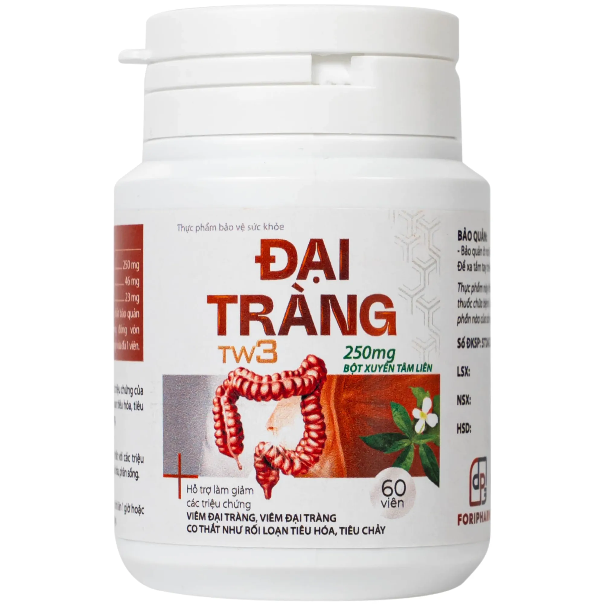VIÊN UỐNG HỖ TRỢ LÀM GIẢM CÁC TRIỆU CHỨNG VIÊM ĐẠI TRÀNG, TĂNG CƯỜNG TIÊU HOÁ ĐẠI TRÀNG TW3 FORIPHARM 60V 7
