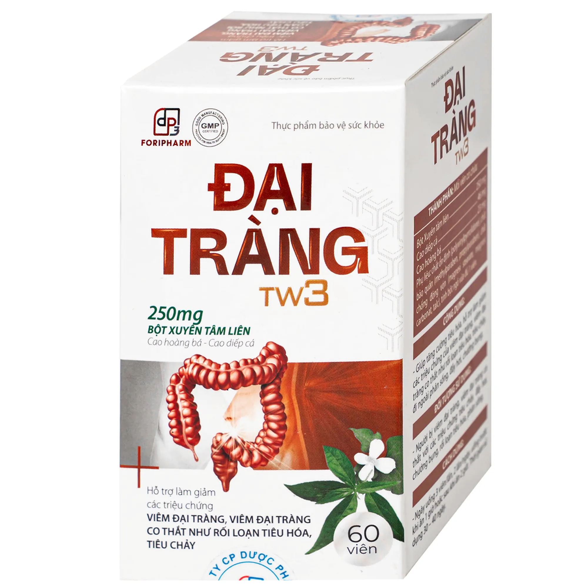 VIÊN UỐNG HỖ TRỢ LÀM GIẢM CÁC TRIỆU CHỨNG VIÊM ĐẠI TRÀNG, TĂNG CƯỜNG TIÊU HOÁ ĐẠI TRÀNG TW3 FORIPHARM 60V 8