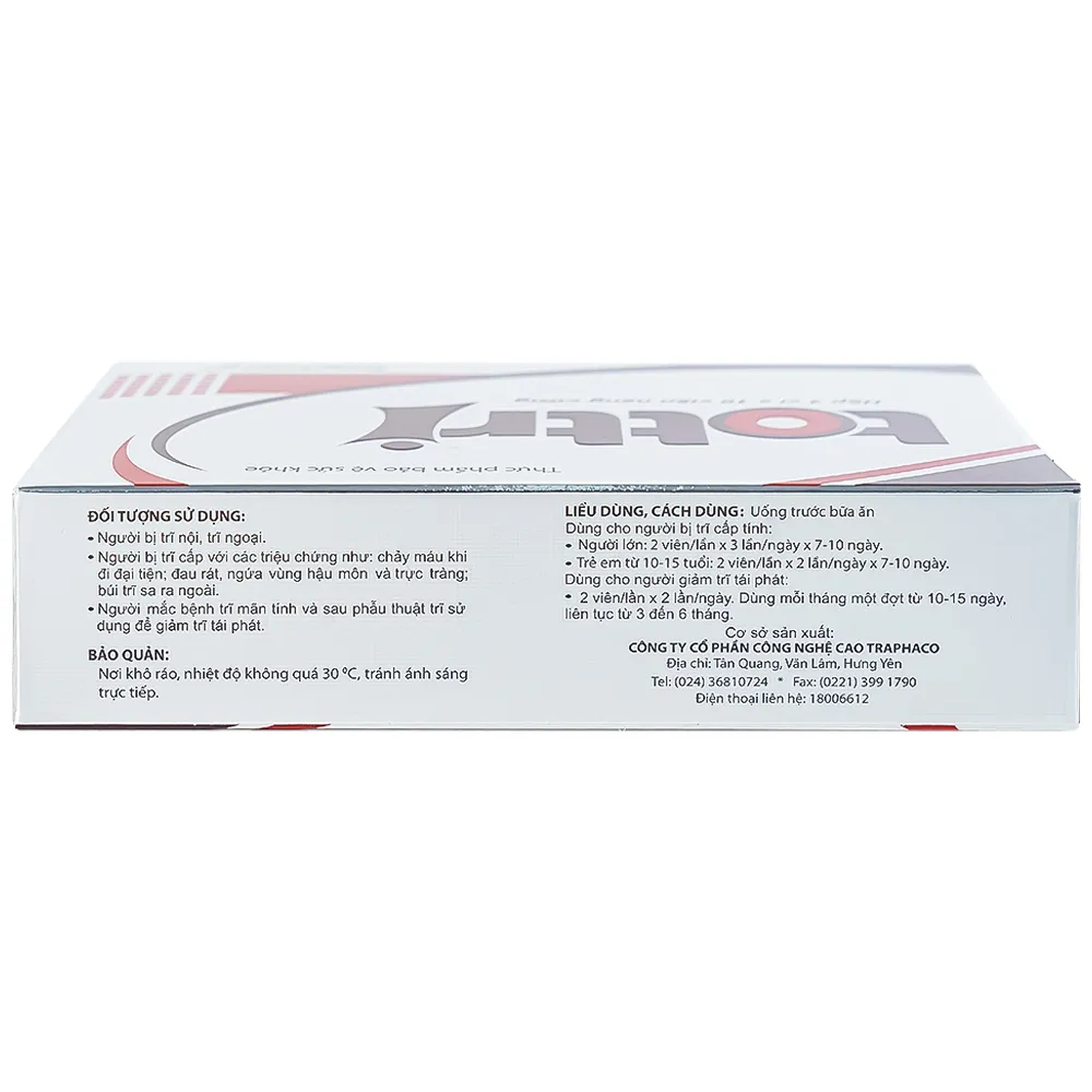VIÊN UỐNG HỖ TRỢ LÀM GIẢM TRIỆU CHỨNG TRĨ TOTTRI TRAPHACO 3X10 5