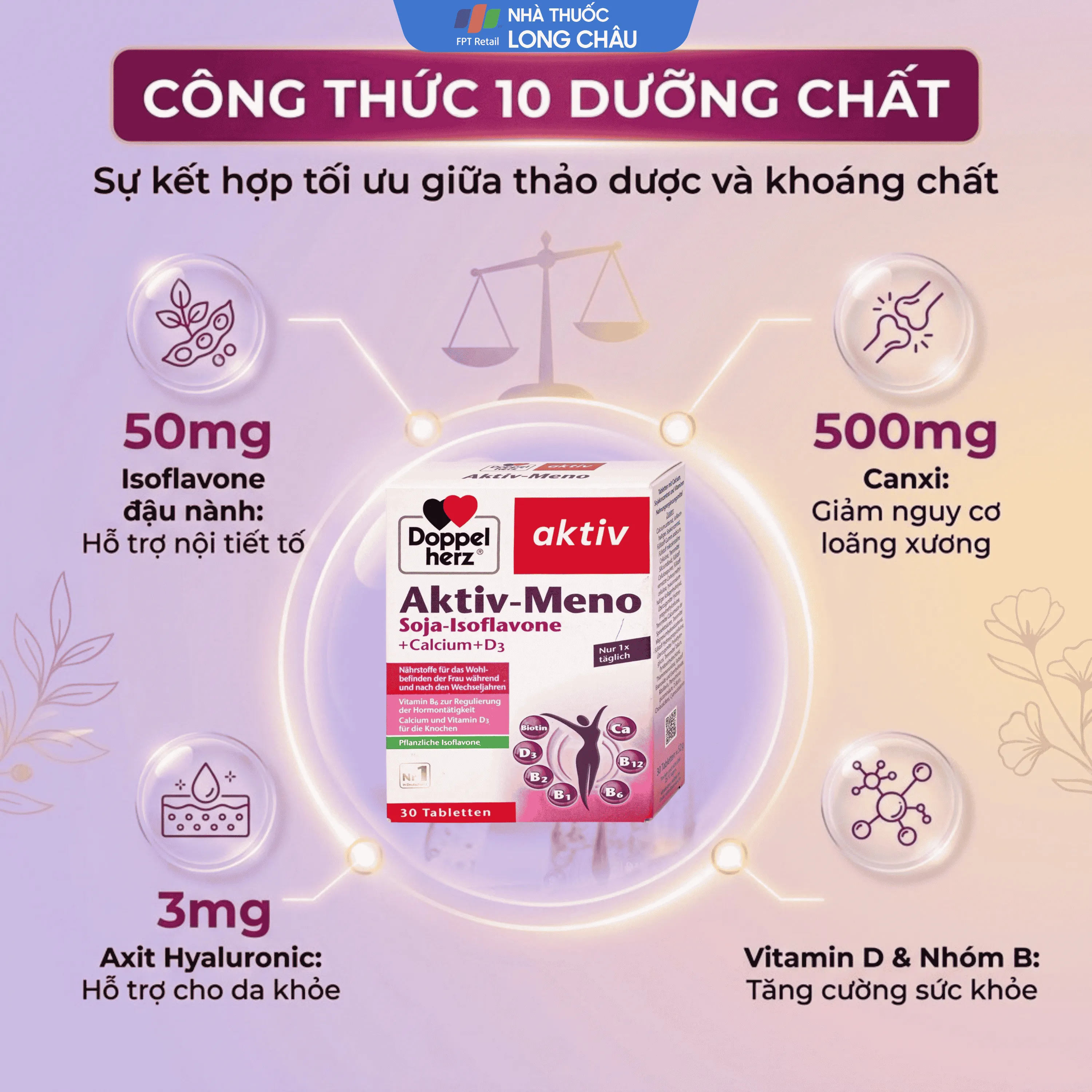 VIÊN UỐNG HỖ TRỢ NỘI TIẾT TỐ CHO PHỤ NỮ TIỀN MÃN KINH DOPPELHERZ AKTIV-MENO 30V 4