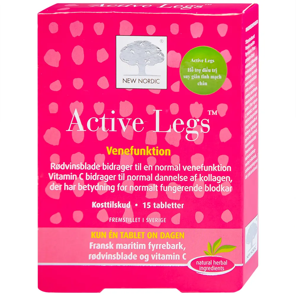 VIÊN UỐNG HỖ TRỢ PHÒNG NGỪA VÀ HỖ TRỢ GIẢM ĐAU SUY TĨNH MẠCH CHÂN ACTIVE LEGS NEW NORDIC 15V