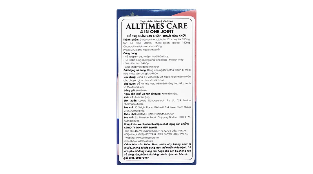 Viên Uống Hỗ Trợ Sụn/Khớp Alltimes Care 4 In One Joint hộp 60 viên 3