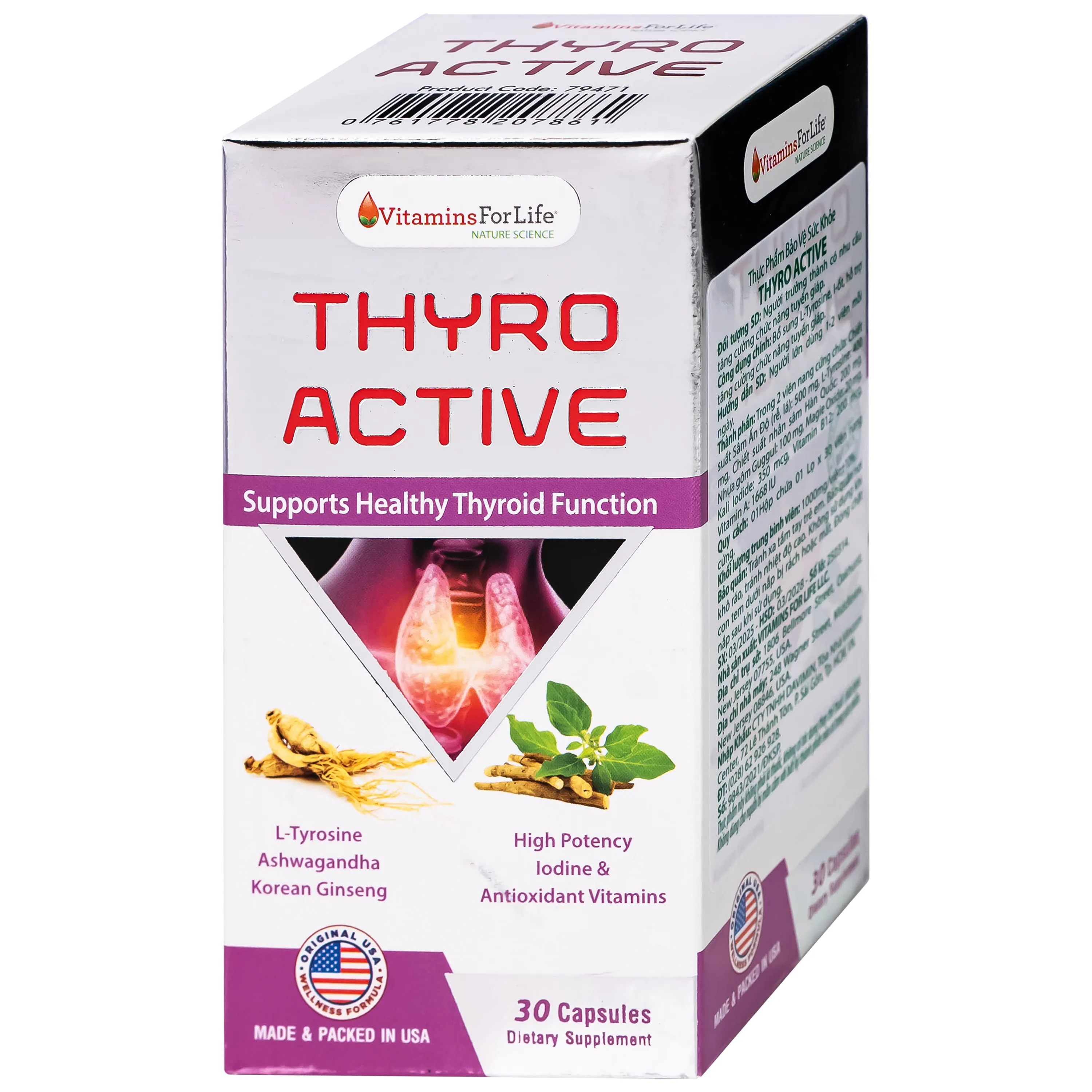 Thực phẩm bảo vệ sức khỏe Thyro Active - hỗ trợ và tăng cường sức khỏe tuyến giáp (Hộp 30 Viên) 5