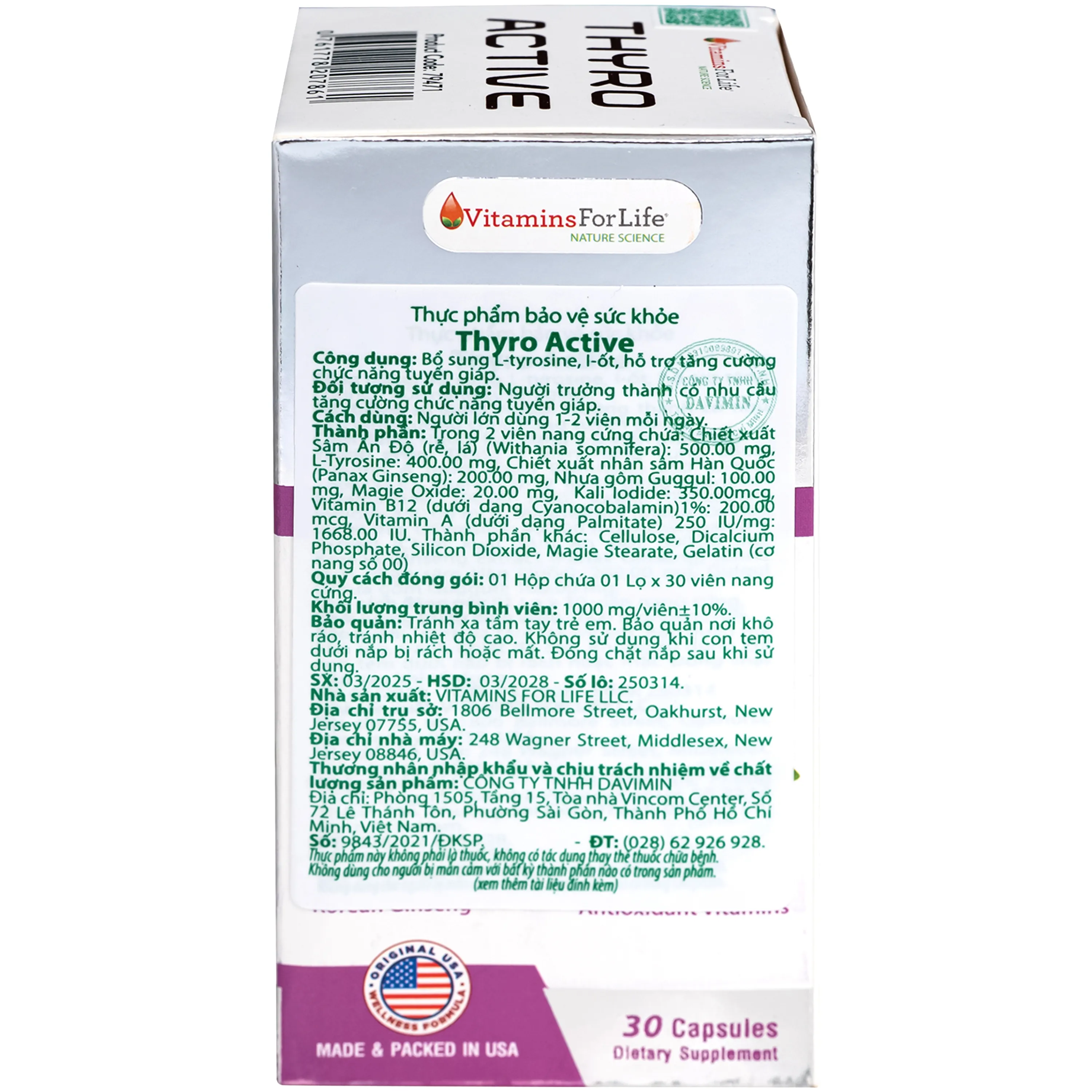 Thực phẩm bảo vệ sức khỏe Thyro Active - hỗ trợ và tăng cường sức khỏe tuyến giáp (Hộp 30 Viên) 6