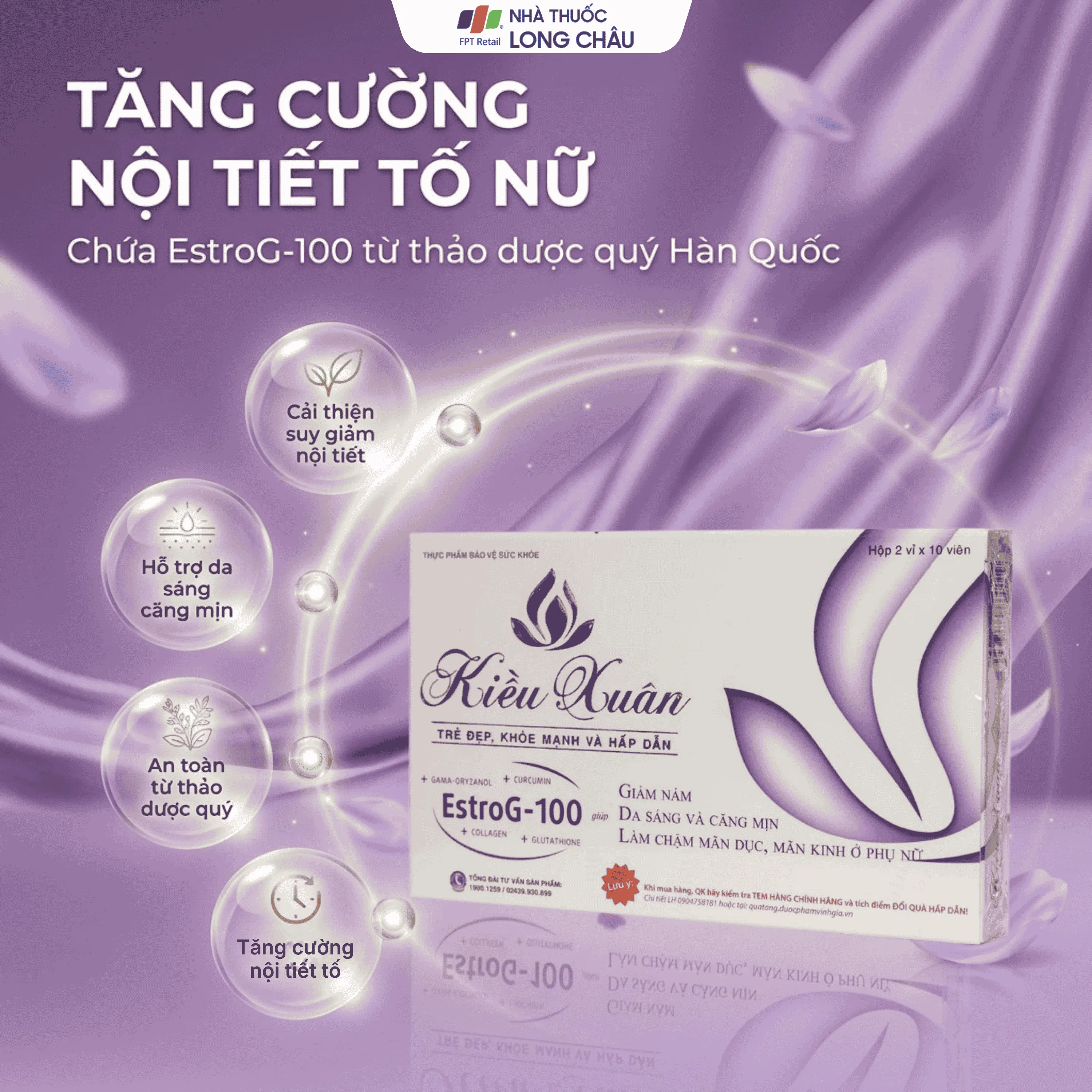 Viên uống Kiều Xuân Vinh Gia hỗ trợ giảm nám, da sáng và căng mịn (2 vỉ x 10 viên) 2