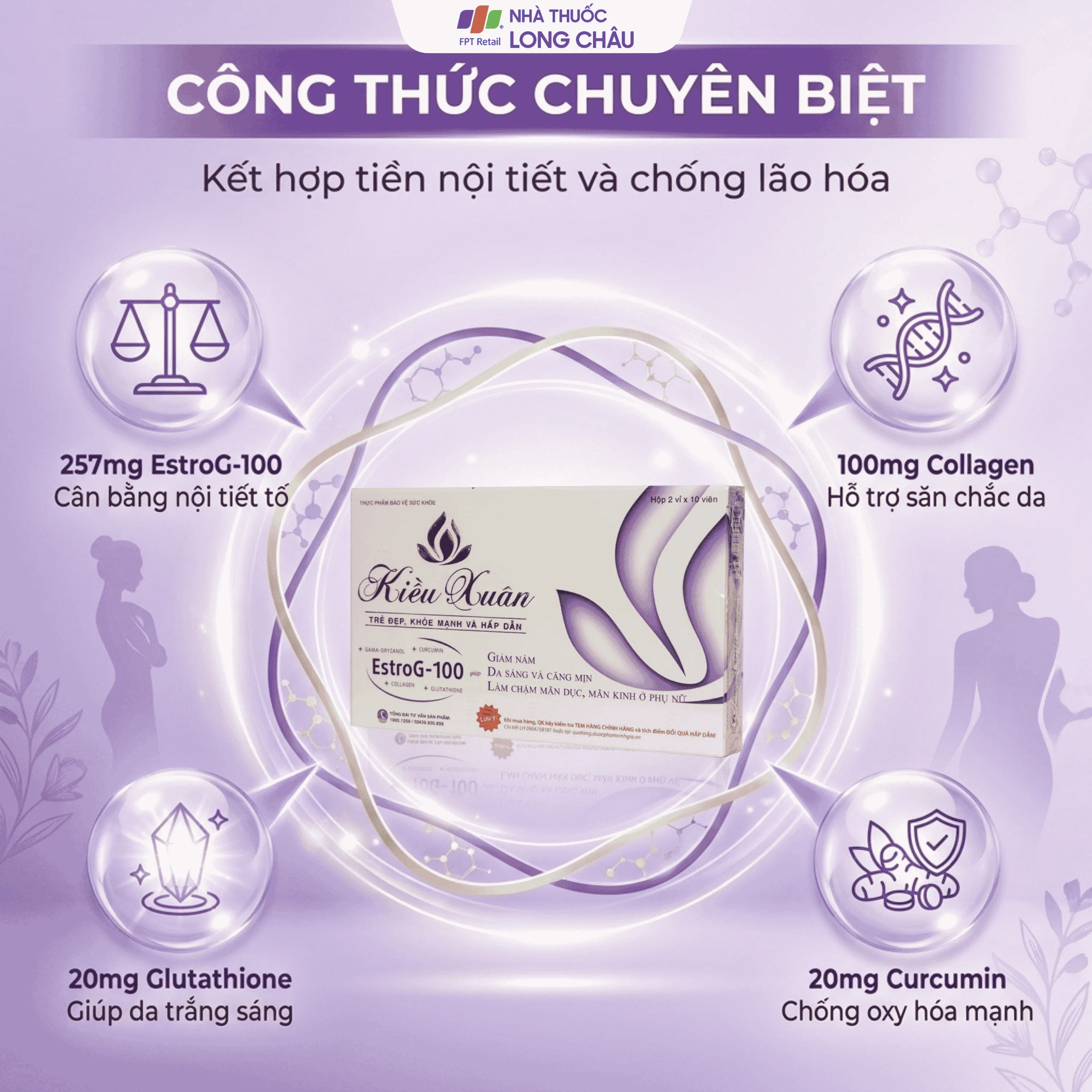 Viên uống Kiều Xuân Vinh Gia hỗ trợ giảm nám, da sáng và căng mịn (2 vỉ x 10 viên) 3