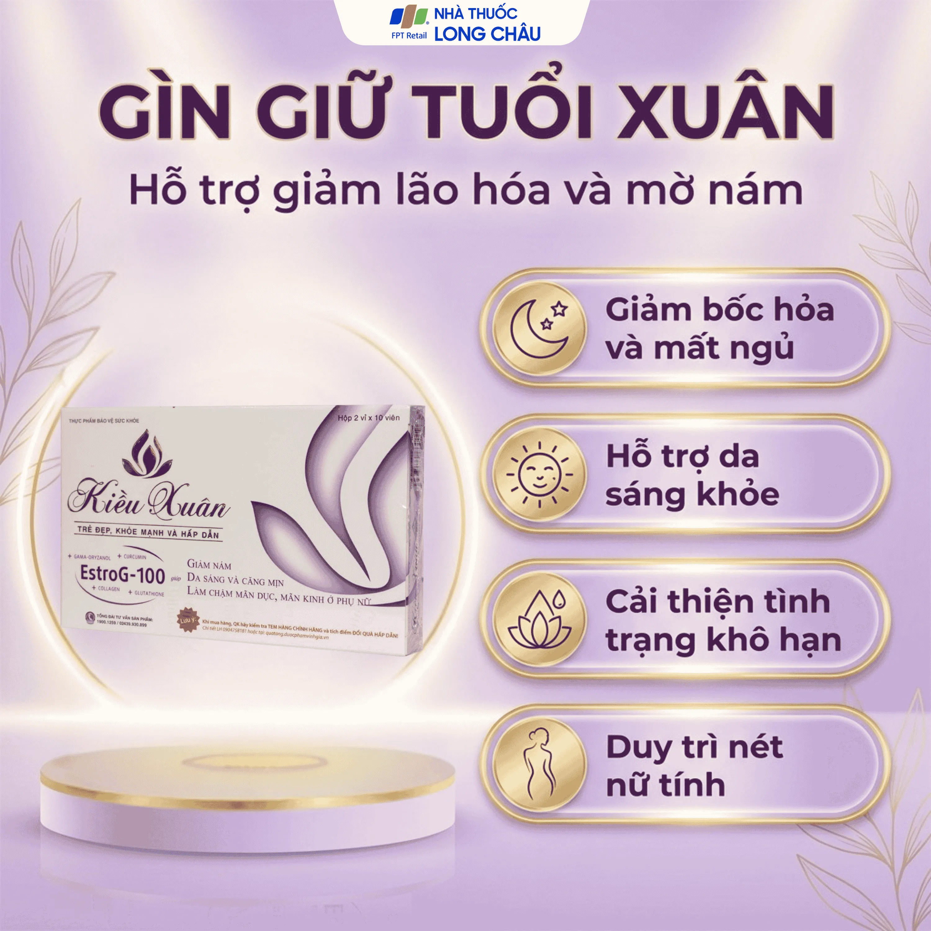 Viên uống Kiều Xuân Vinh Gia hỗ trợ giảm nám, da sáng và căng mịn (2 vỉ x 10 viên) 4