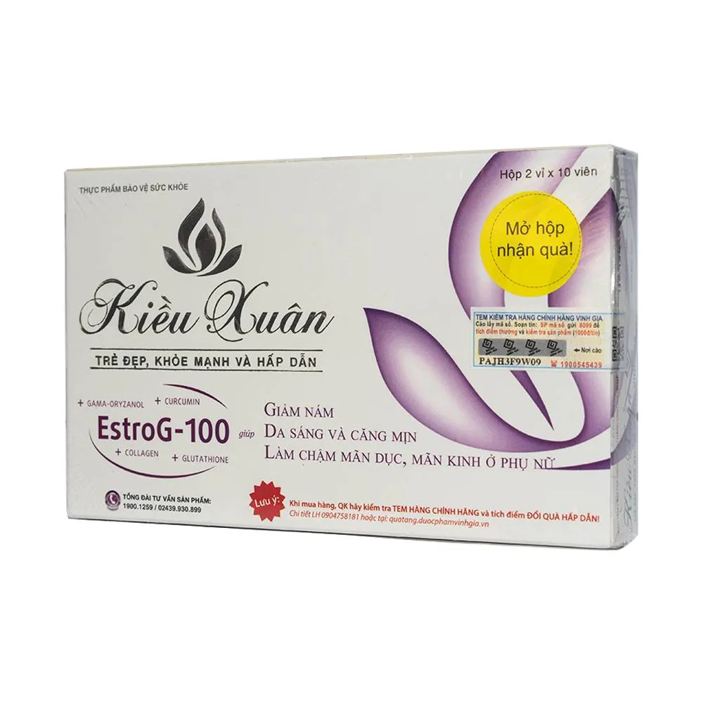 Viên uống Kiều Xuân Vinh Gia hỗ trợ giảm nám, da sáng và căng mịn (2 vỉ x 10 viên) 7