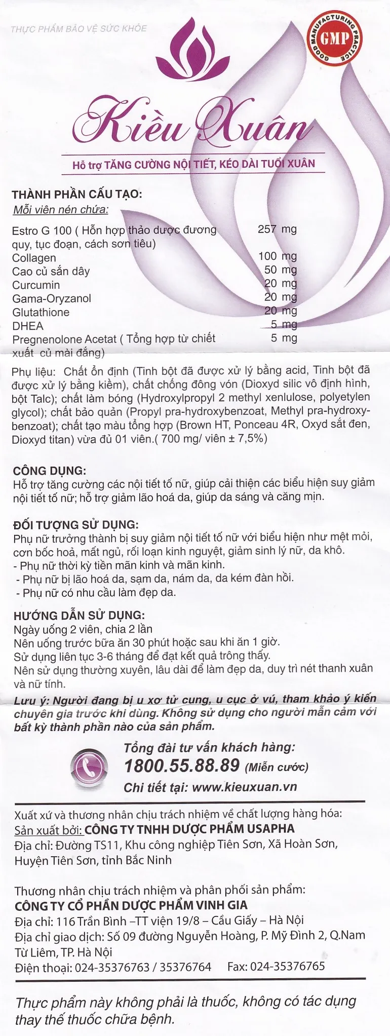 Viên uống Kiều Xuân Vinh Gia hỗ trợ giảm nám, da sáng và căng mịn (2 vỉ x 10 viên) 8