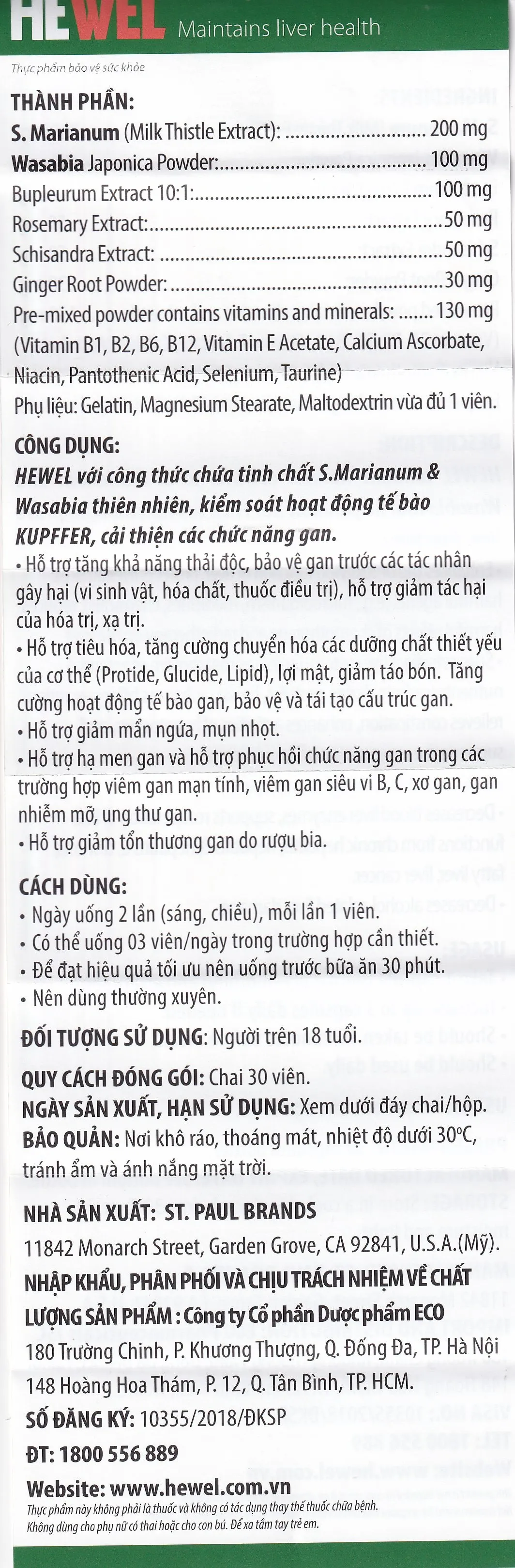 Viên uống Hewel (Hộp 30 viên) giúp hỗ trợ giải độc và bảo vệ tế bào gan 12