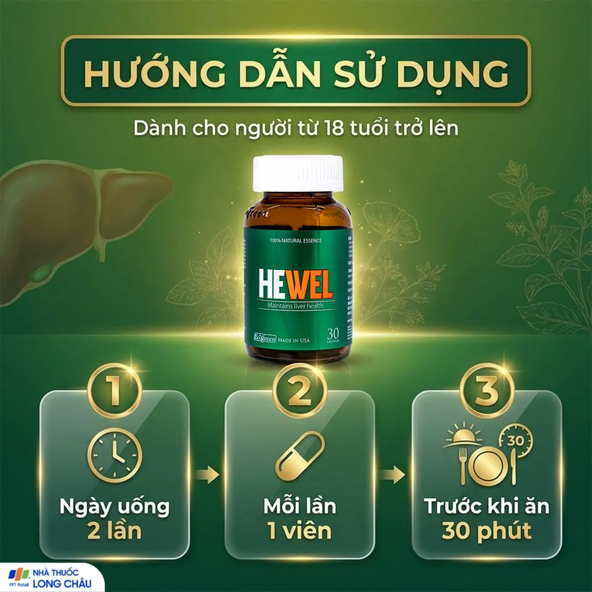 Viên uống Hewel (Hộp 30 viên) giúp hỗ trợ giải độc và bảo vệ tế bào gan 5