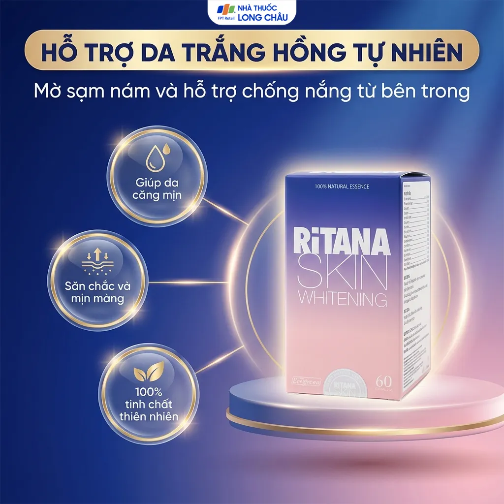 Viên uống Ritana Skin Whitening Ecogreen hỗ trợ da trắng hồng tự nhiên, giúp làm mờ sạn nám (60 viên) 2