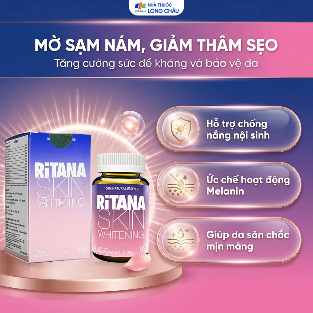 Viên uống Ritana Skin Whitening Ecogreen hỗ trợ da trắng hồng tự nhiên, giúp làm mờ sạn nám (60 viên) 4