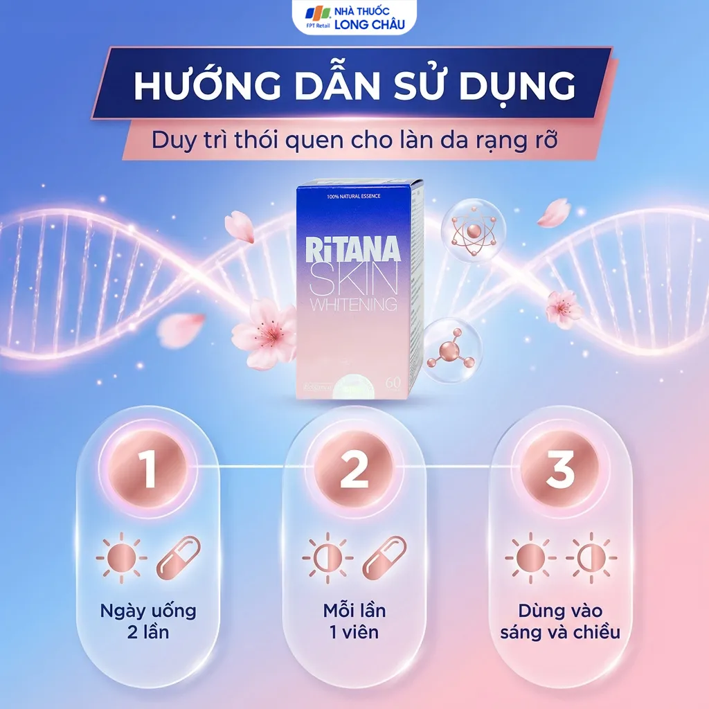 Viên uống Ritana Skin Whitening Ecogreen hỗ trợ da trắng hồng tự nhiên, giúp làm mờ sạn nám (60 viên) 5
