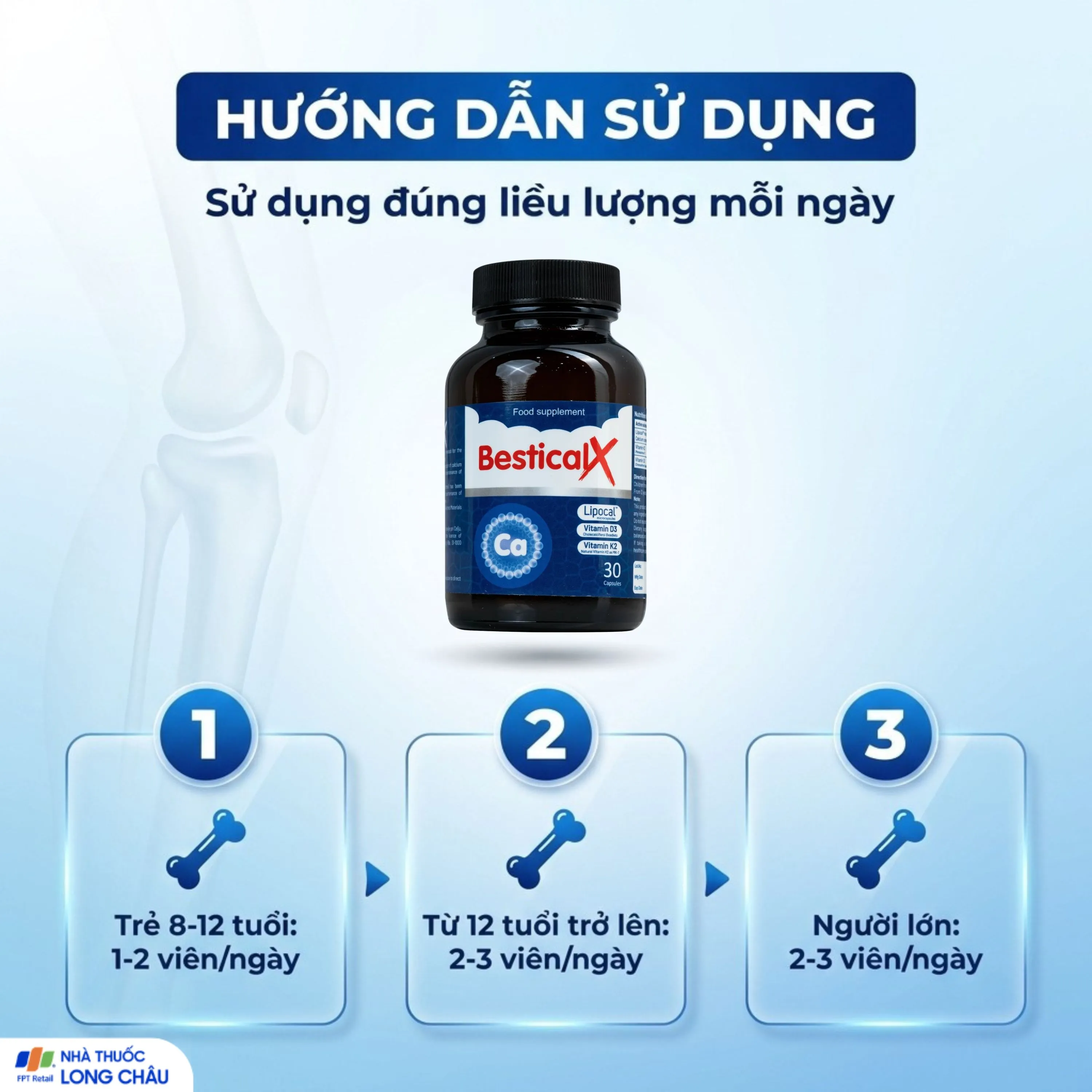 VIÊN UỐNG HỖ TRỢ XƯƠNG, RĂNG CHẮC KHỎE BESTICALX ERGOPHARM 30V 5