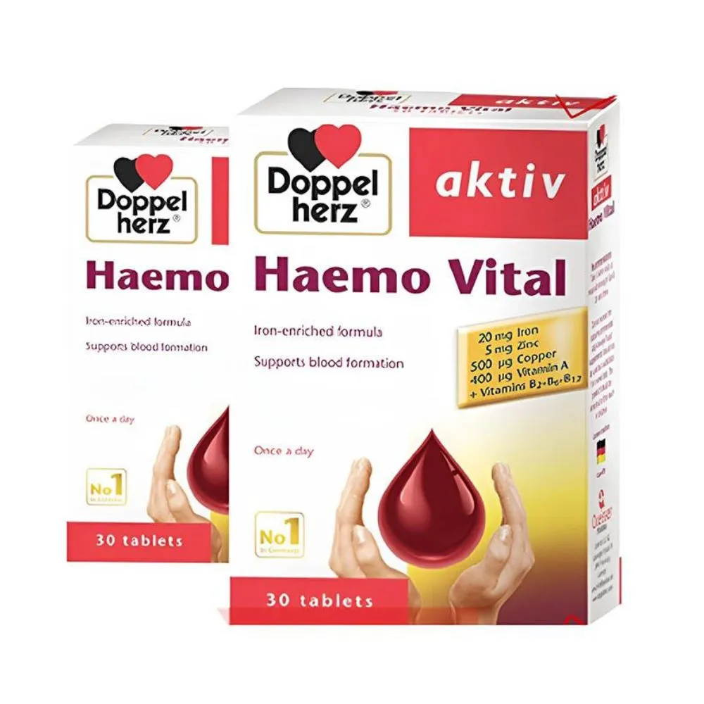 Viên uống Haemo Vital Doppelherz Aktiv phòng chống thiếu máu do thiếu sắt (30 viên) 2