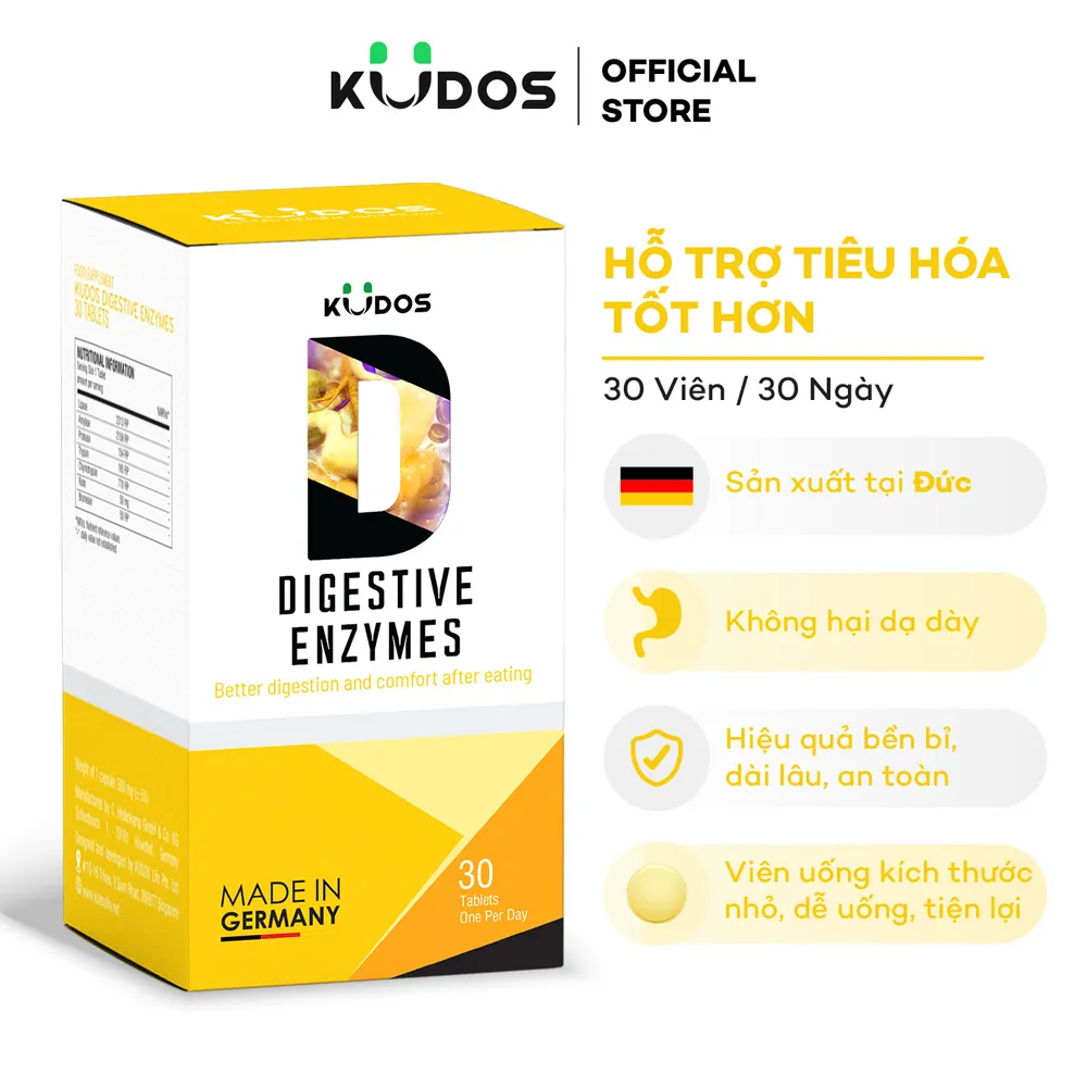 Viên uống Kudos Digestive Enzymes (Hộp 30 viên) giúp bổ sung men tiêu hóa 3