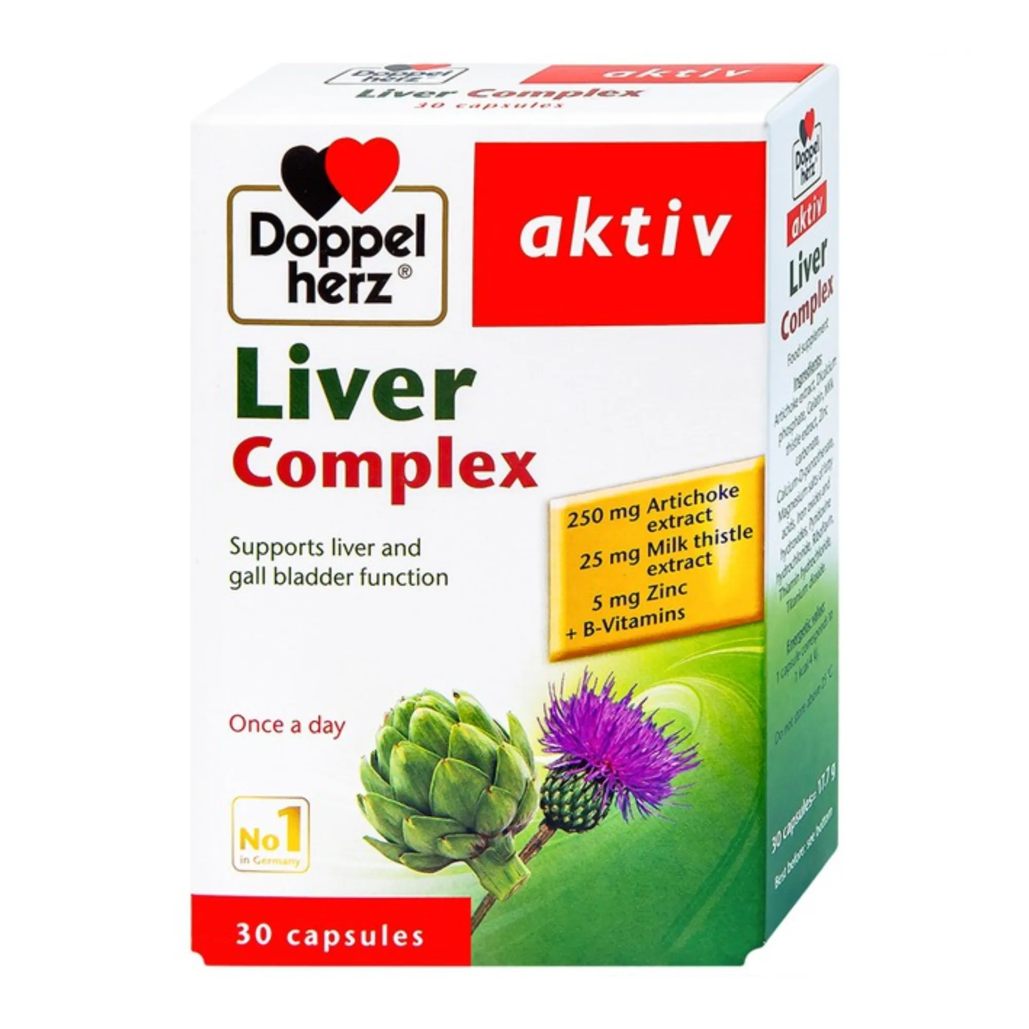 Viên uống Liver Complex Doppelherz Aktiv – Giải độc gan, tăng cường chức năng gan (30 viên)