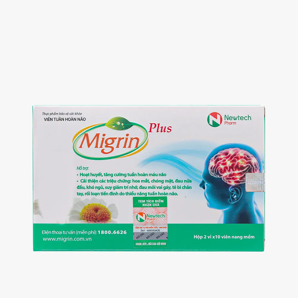 VIÊN UỐNG HỖ TRỢ HOẠT HUYẾT MIGRIN PLUS CVI 2X10