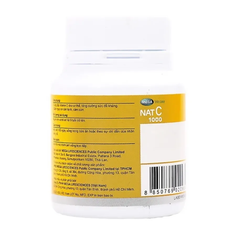 VIÊN UỐNG TĂNG CƯỜNG SỨC ĐỀ KHÁNG NAT C 1000 MEGA 30V 7