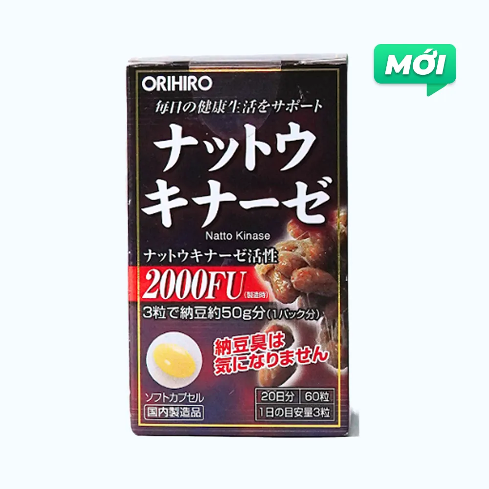 VIÊN UỐNG HỖ TRỢ GIẢM NGUY CƠ HUYẾT KHỐI ORIHIRO NATTOKINASE 60V
