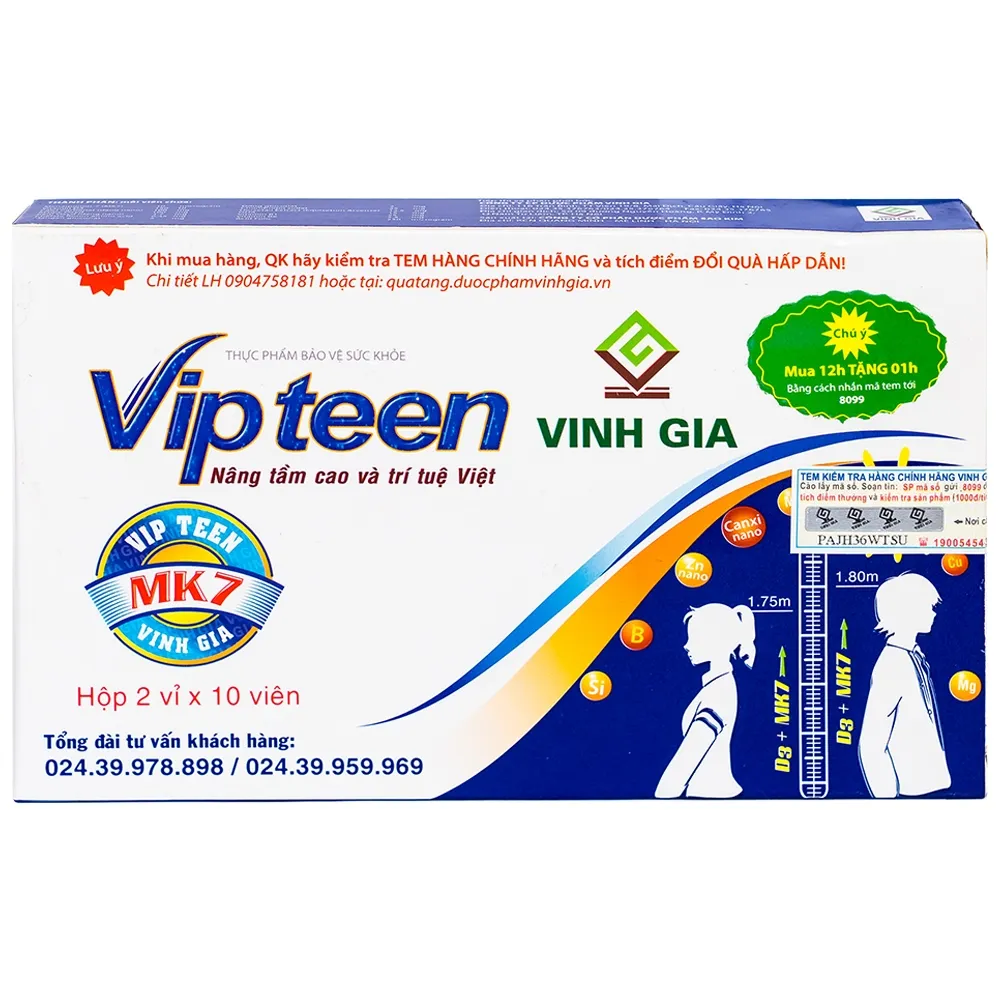 VIÊN UỐNG PHÁT TRIỂN CHIỀU CAO VIPTEEN VINH GIA 2X10 8