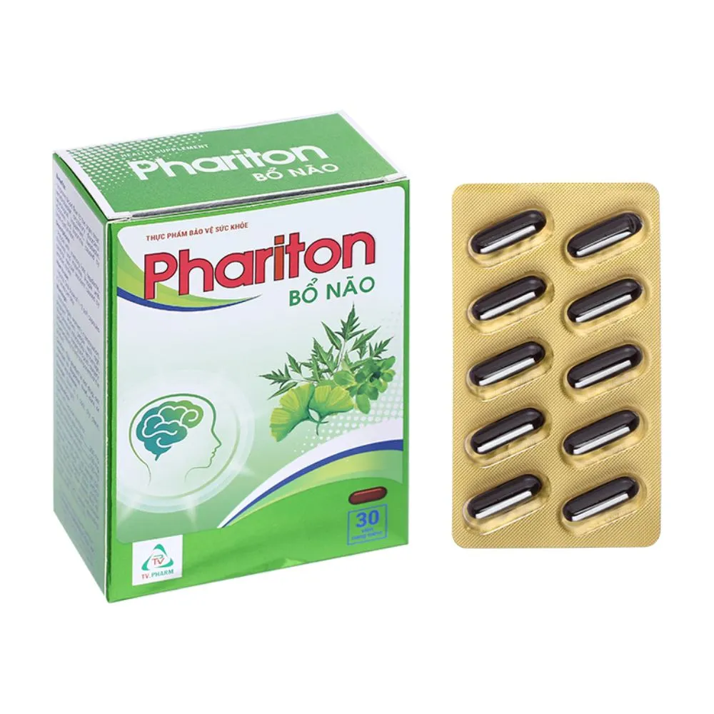 Viên uống Phariton Bổ Não hỗ trợ giảm triệu chứng suy giảm trí nhớ (Hộp 30 viên)