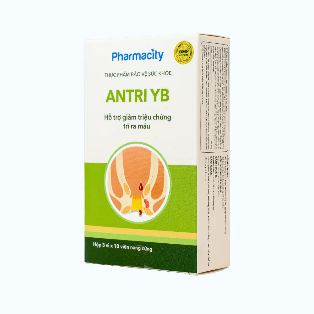Viên uống Pharmacity ANTRI YB hỗ trợ giảm triệu chứng trĩ ra máu (Hộp 30 viên nang cứng) 3