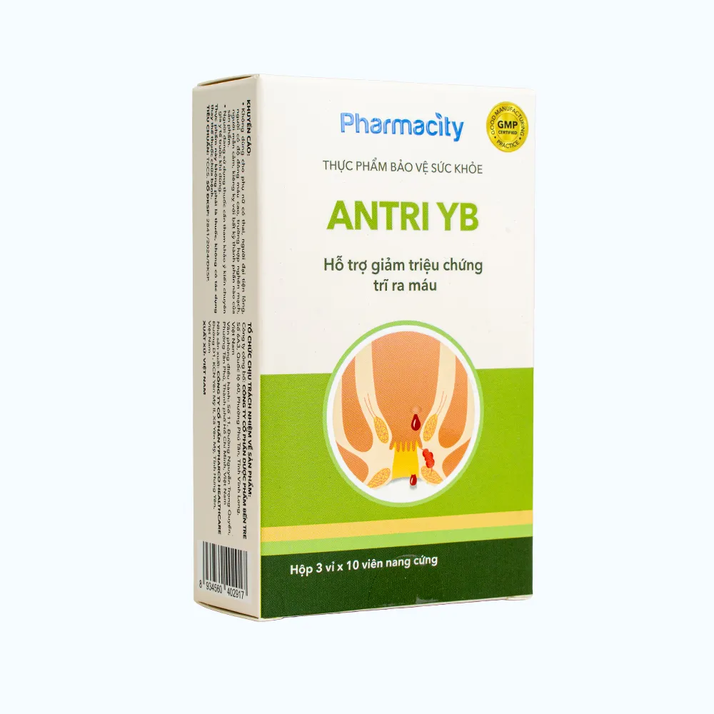 Viên uống Pharmacity ANTRI YB hỗ trợ giảm triệu chứng trĩ ra máu (Hộp 30 viên nang cứng) 4