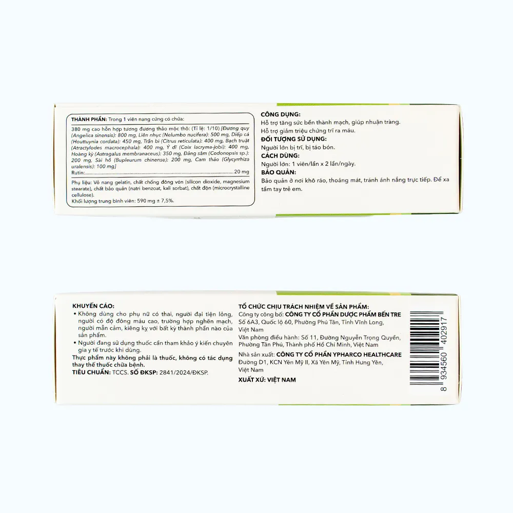 Viên uống Pharmacity ANTRI YB hỗ trợ giảm triệu chứng trĩ ra máu (Hộp 30 viên nang cứng) 5