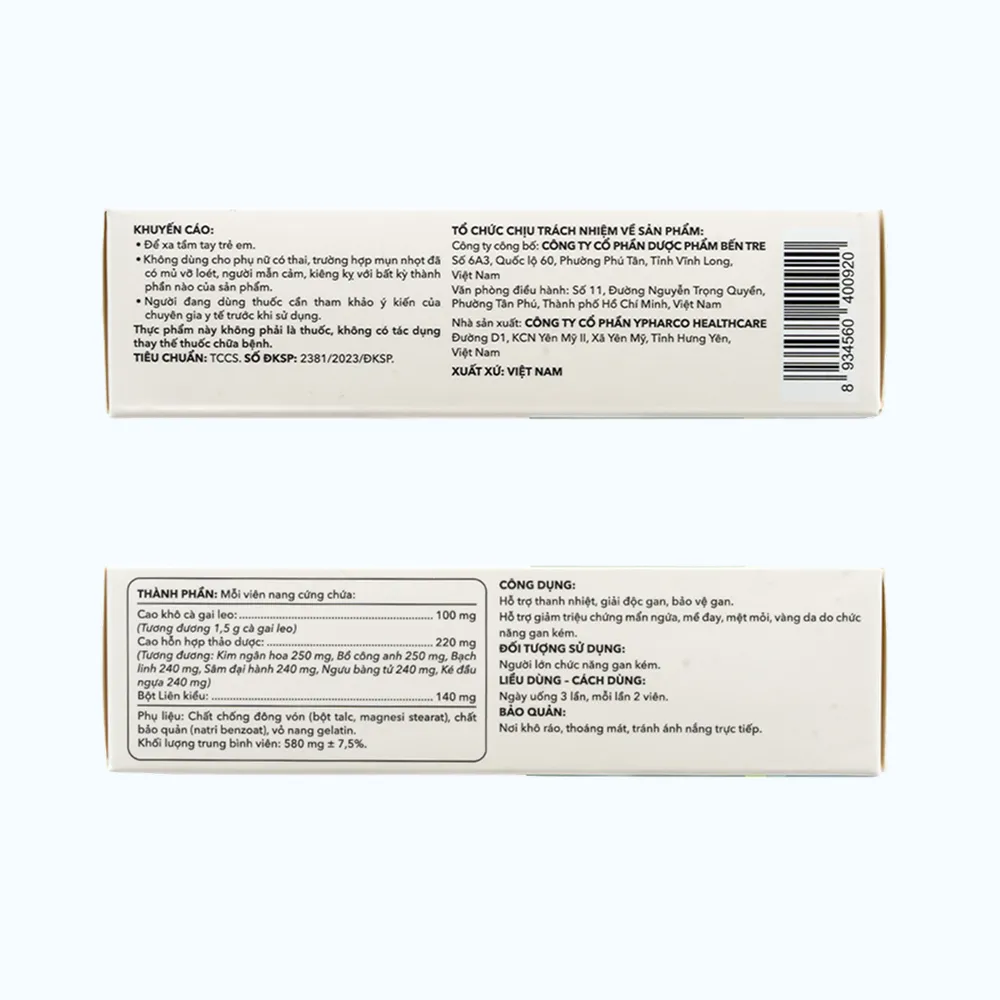 Combo 2 Hộp Viên uống Pharmacity Giải Độc Gan YB hỗ trợ thanh nhiệt, giải độc, bảo vệ gan (Hộp 30 viên nang cứng) 5