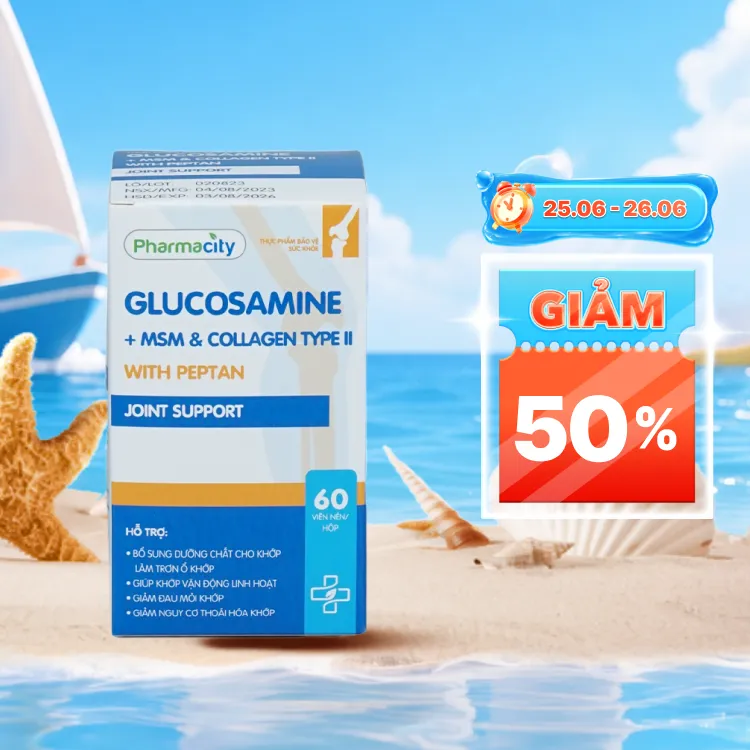 Viên uống Pharmacity Glucosamine + MSM & Collagen Type II - Joint Support hỗ trợ làm trơn ổ khớp (60 viên)