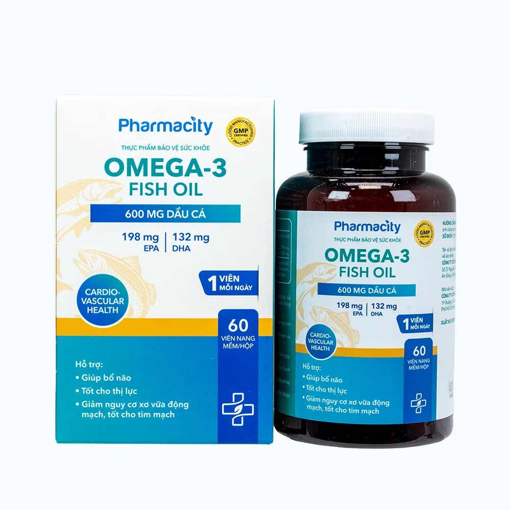Viên uống Pharmacity Omega 3 Fish Oil bổ não, tim mạch (60 viên)