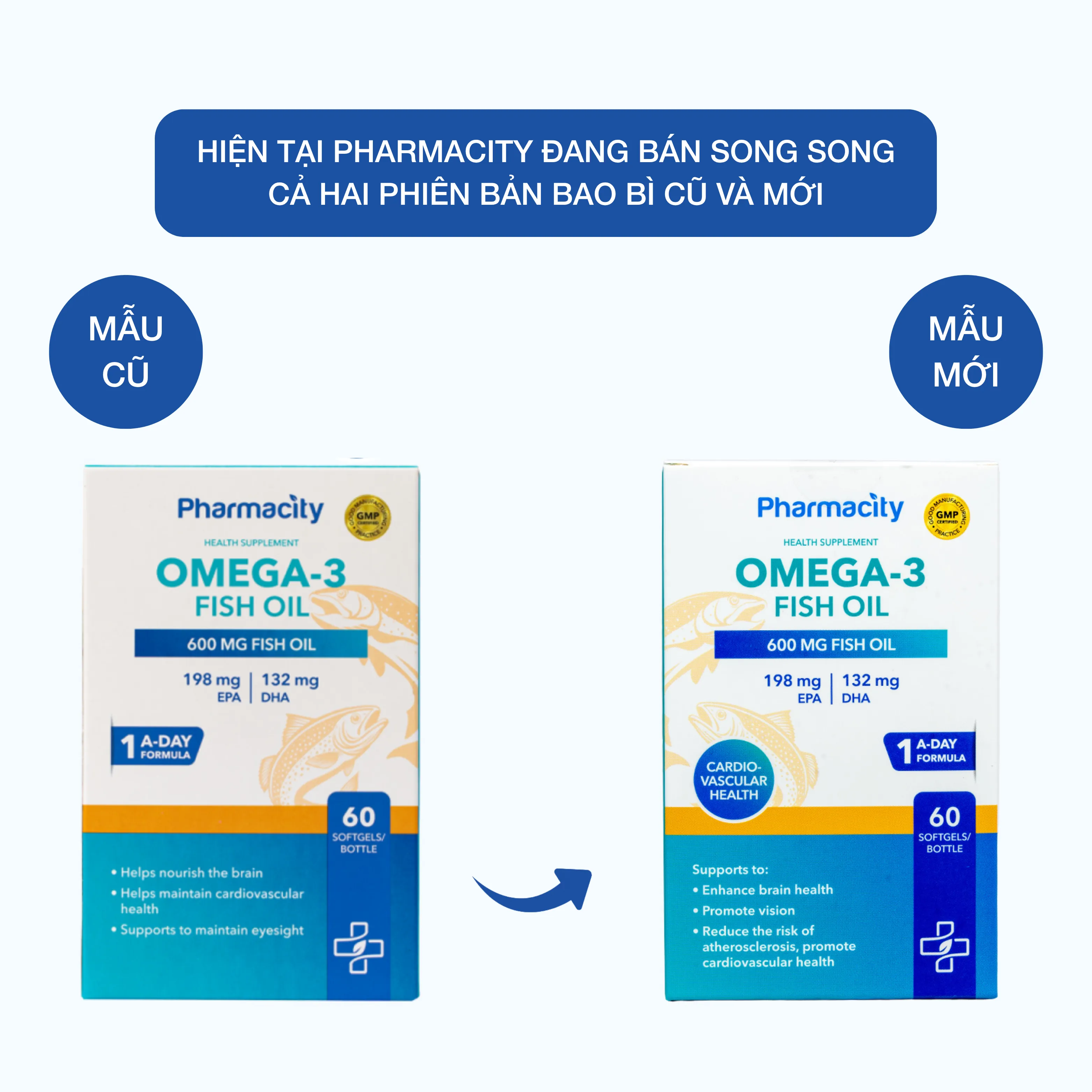 Viên uống Pharmacity Omega 3 Fish Oil bổ não, tim mạch (60 viên) 2
