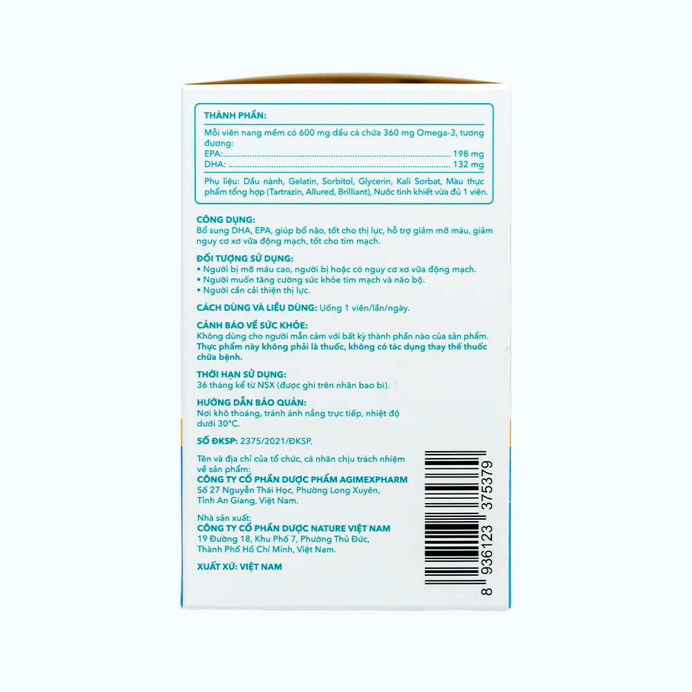 Viên uống Pharmacity Omega 3 Fish Oil bổ não, tim mạch (60 viên) 5
