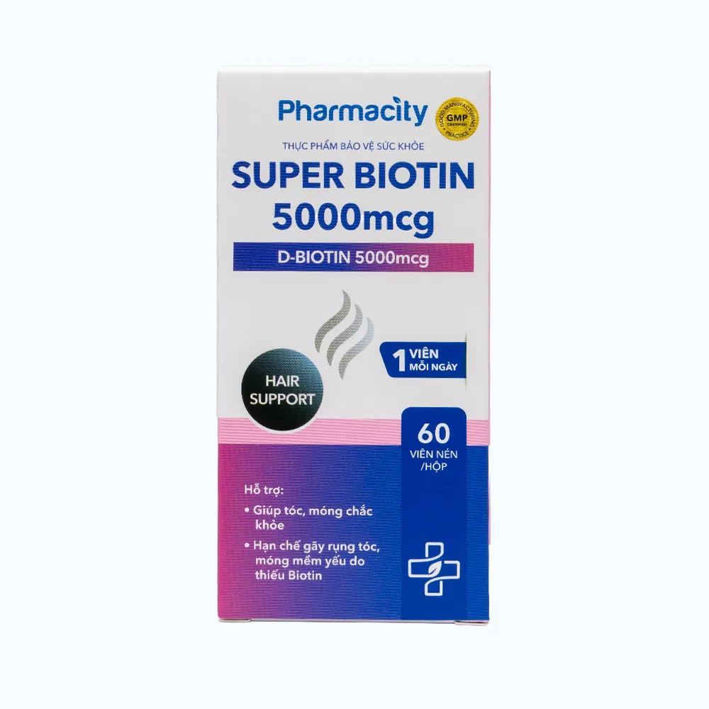 Viên uống Pharmacity Super Biotin 5000mcg hỗ trợ hạn chế gãy rụng tóc, móng mềm (60 viên nén) 3