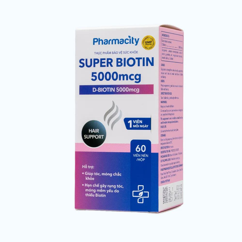 Viên uống Pharmacity Super Biotin 5000mcg hỗ trợ hạn chế gãy rụng tóc, móng mềm (60 viên nén) 4