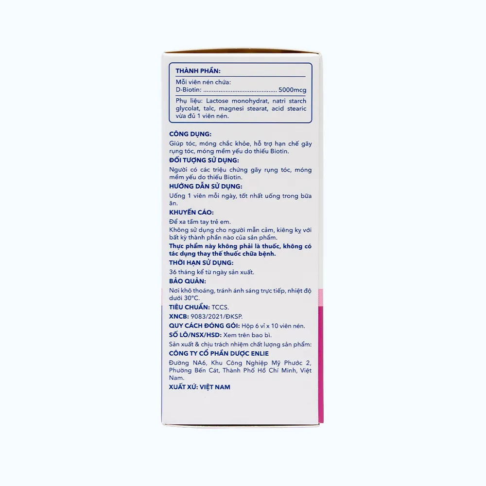 Viên uống Pharmacity Super Biotin 5000mcg hỗ trợ hạn chế gãy rụng tóc, móng mềm (60 viên nén) 6