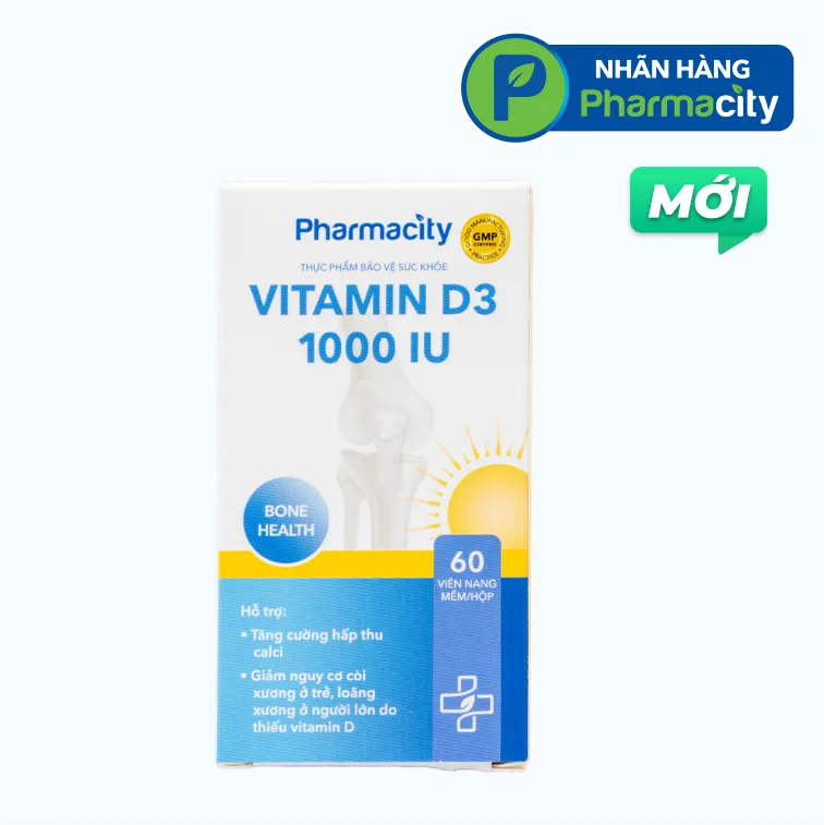 Viên uống Pharmacity Vitamin D3 1000 IU hỗ trợ tăng cường hấp thu Calci (60 viên nang mềm) 2