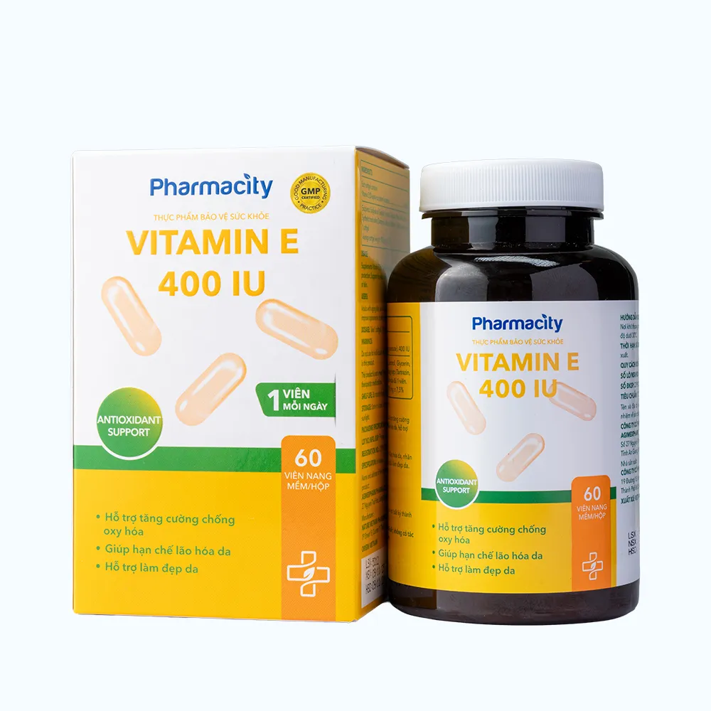 Viên uống Pharmacity Vitamin E 400IU (lọ 60 viên) làm đẹp da, chống oxy hóa 2