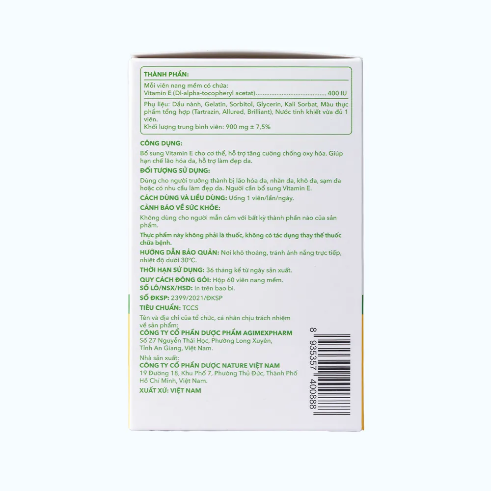 Viên uống Pharmacity Vitamin E 400IU (lọ 60 viên) làm đẹp da, chống oxy hóa 6