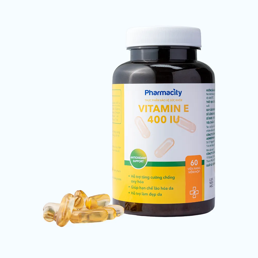 Viên uống Pharmacity Vitamin E 400IU (lọ 60 viên) làm đẹp da, chống oxy hóa 8