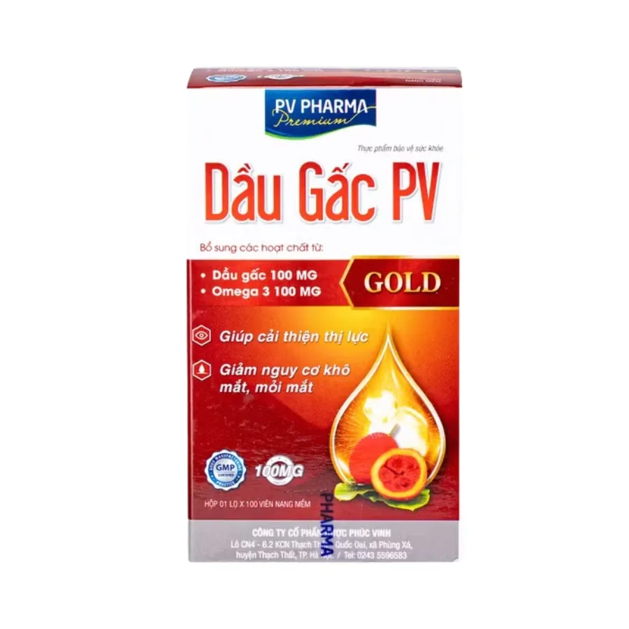 Viên uống PV Dầu Gấc Gold (hộp 100 viên) giúp tăng cường sức khỏe mắt 2