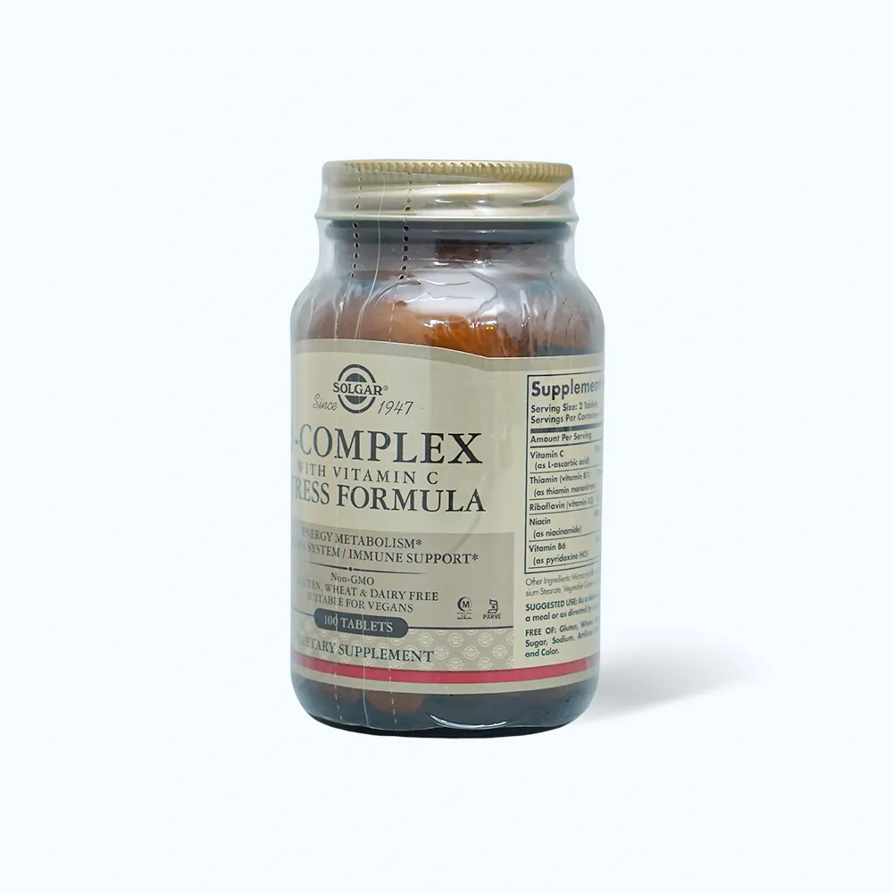 Viên uống Solgar B-Complex with Vitamin C (Chai 100 viên) bổ sung vitamin B, C 3