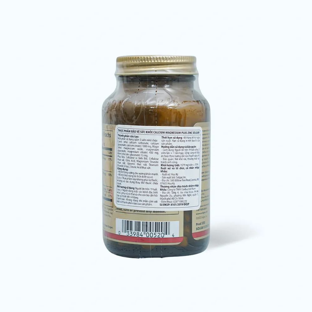 Viên uống Solgar Calcium Magnesium Plus Zinc (100 viên) giúp xương chắc khỏe 4