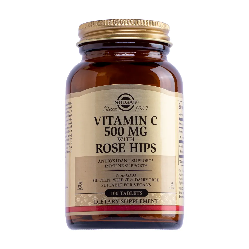 Viên uống Solgar Vitamin C 500mg w Rose Hips (lọ 100 viên) bổ sung vitamin C