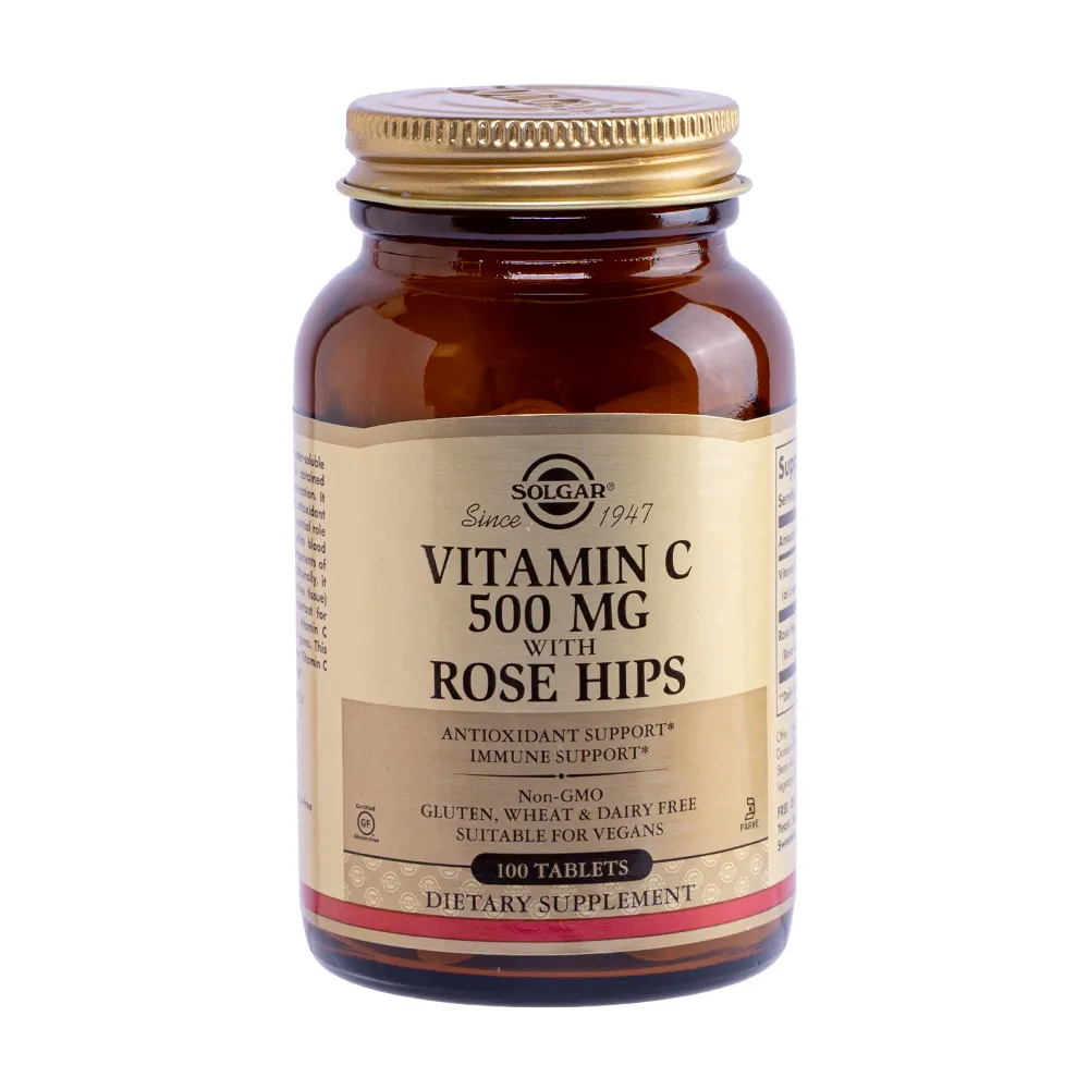 Viên uống Solgar Vitamin C 500mg w Rose Hips (lọ 100 viên) bổ sung vitamin C 2